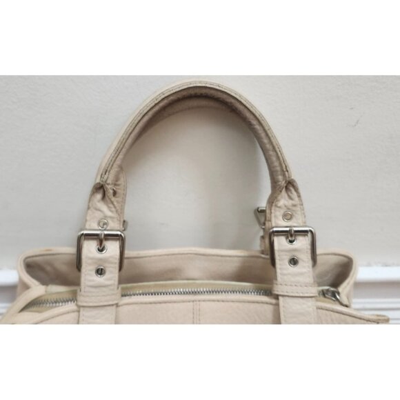 Dooney & Bourke Pebble Leather Satchel Tote Bag Cream Ivory Shoulder Purse - Picture 3 of 15
